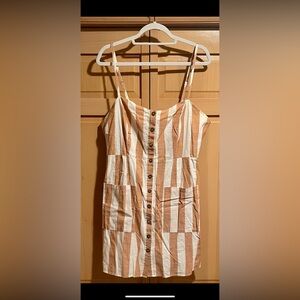Forever 21+ Brown and White Striped Mini Dress